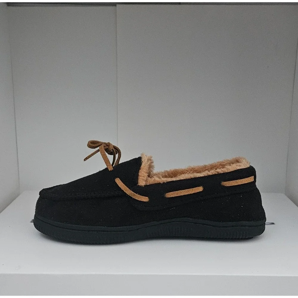 Beverly Hills Polo Club Moccasin Slippers Youth Size 1 Black Anti-Slip Sole